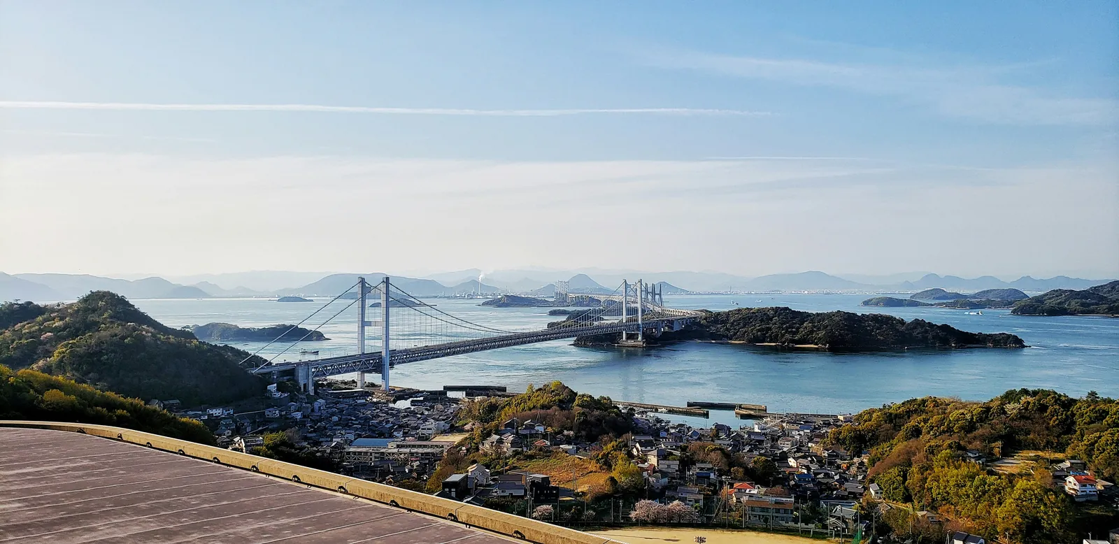 Great Seto Bridge over the Seto Inland Sea from the Washuzan viewpoint, in Kurashiki